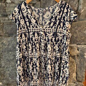 ANTHROPOLOGIE VANESSA VIRGINIA BATIK PRINT BLOUSE TOP TUNIC SZ L
